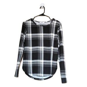 *NEW* SUZY SHIER Black & White Women's Checkered Long Sleeve Top Size Small